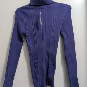 Women's Ribbed Turtleneck Sweater - Purple